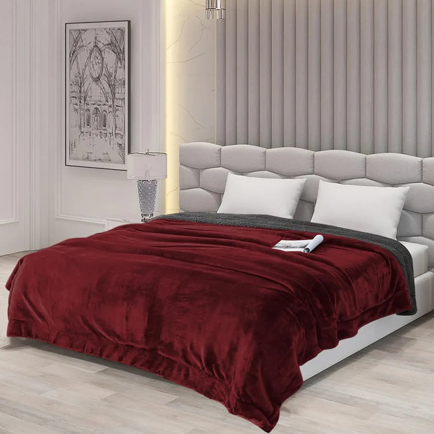 Cloth Fusion Fleece Sherpa Blanket for Winter Single Bed 400GSM,Soft Quilt Blanket for Comfort & Warmth